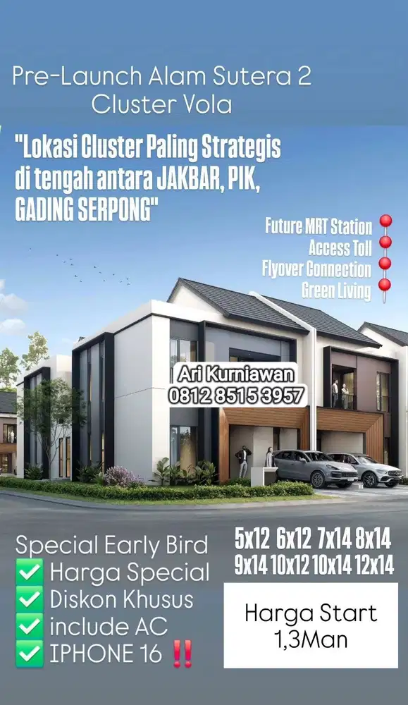 Cluster Vola Sutera Rasuna Harga 1,3man by alam sutera 2 limited unit!