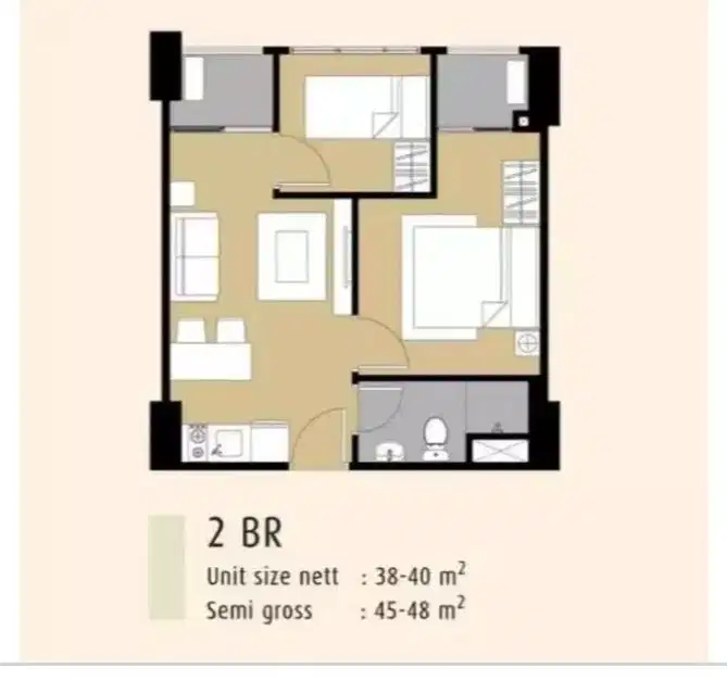 Apartemen mtown residence gading serpong 2BR beli 820jual 600 nett