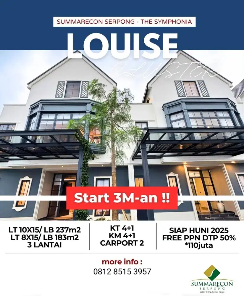 Cluster LOUISE summarecon serpong type 10 3 lantai american classic!