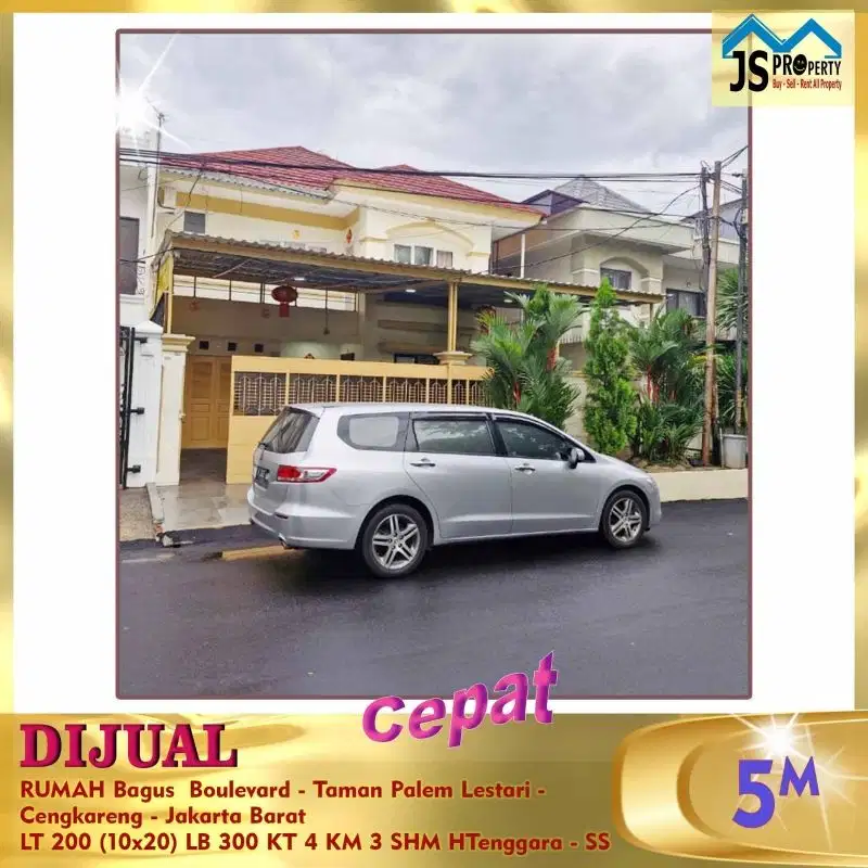 DIJUAL RUMAH Bagus 2 Lantai Boulevard  Taman Palem LestariCengkareng