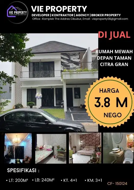 BU  DIJUAL SEGERA RUMAH MEWAH  DEPAN TAMAN CITRA GRAN