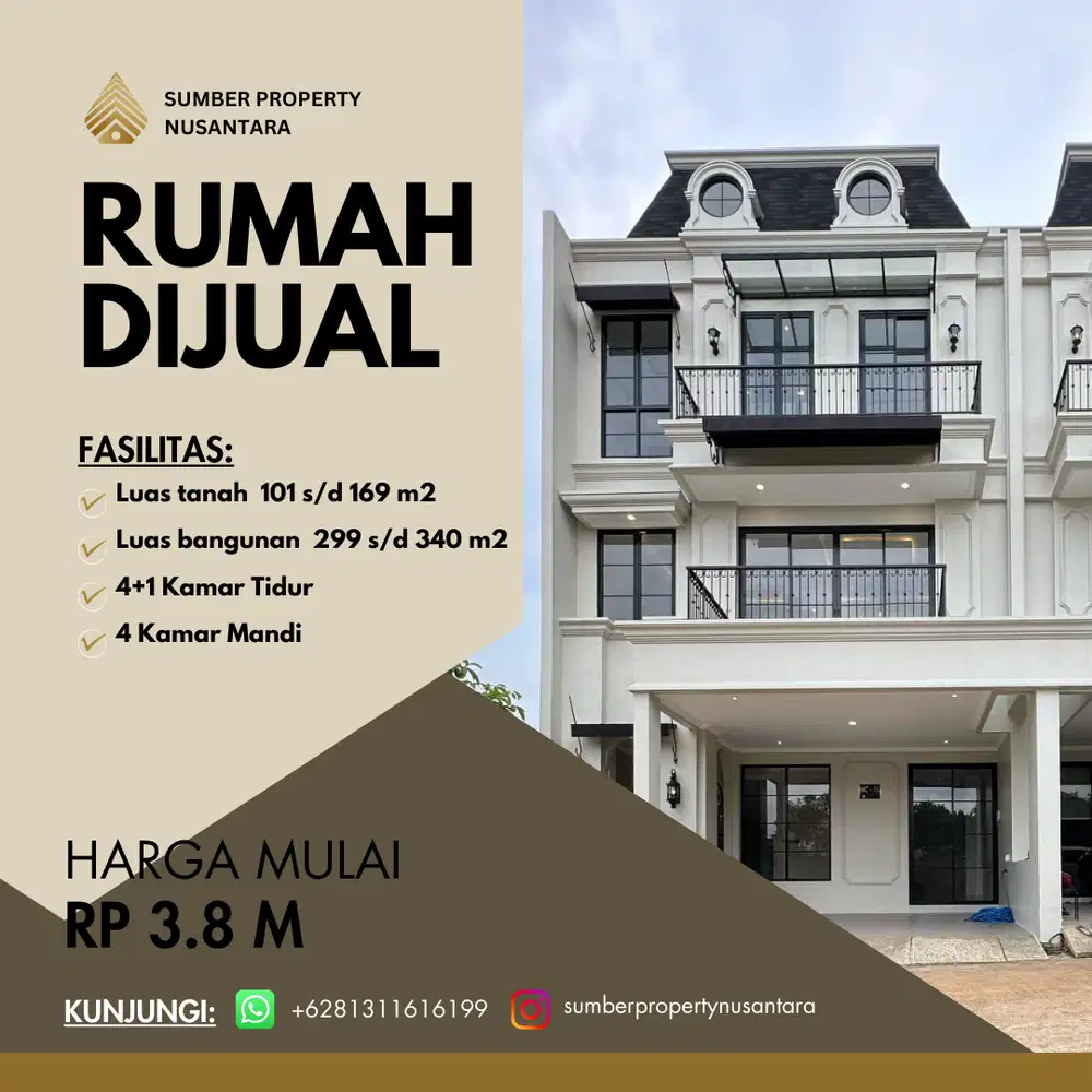 RUMAH MEWAH 3 LANTAI DI JAGAKARSA MULAI DARI 3,8M