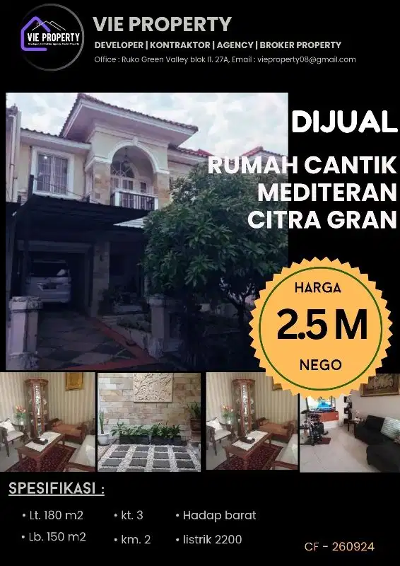 DIJUAL CEPAT! 2 menit ke Gerbang Tol Jatikarya Citra Gran