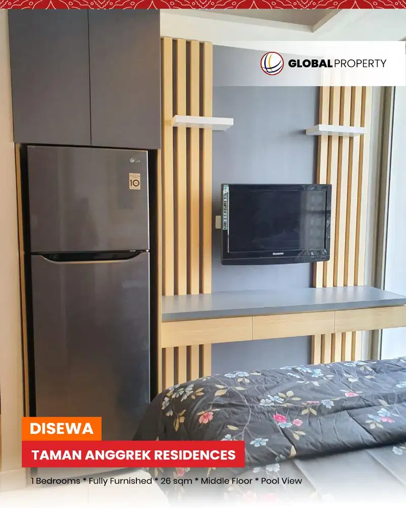 Taman Anggrek Residences Tipe Studio 1 Bed Fully Furnished, Pool View