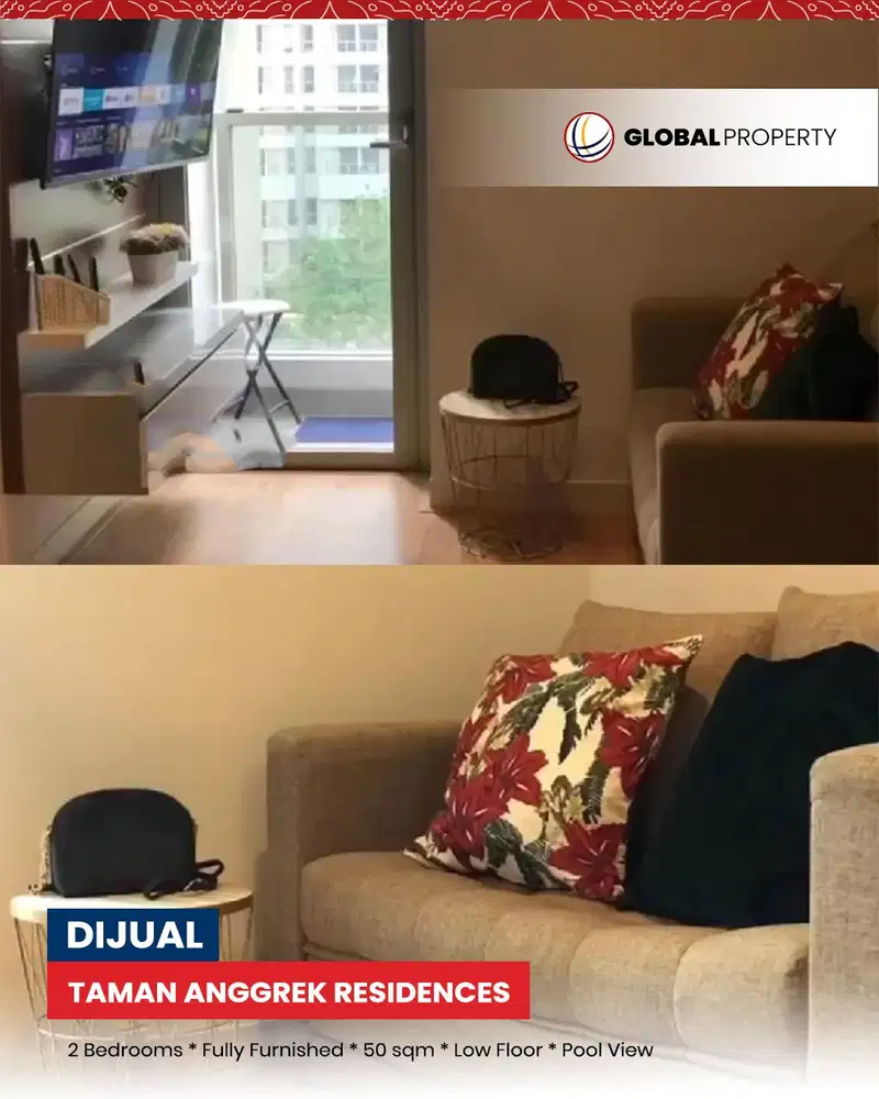 Sale Fully Furnished 2 Bedroom, Pool View, Taman Anggrek Residences