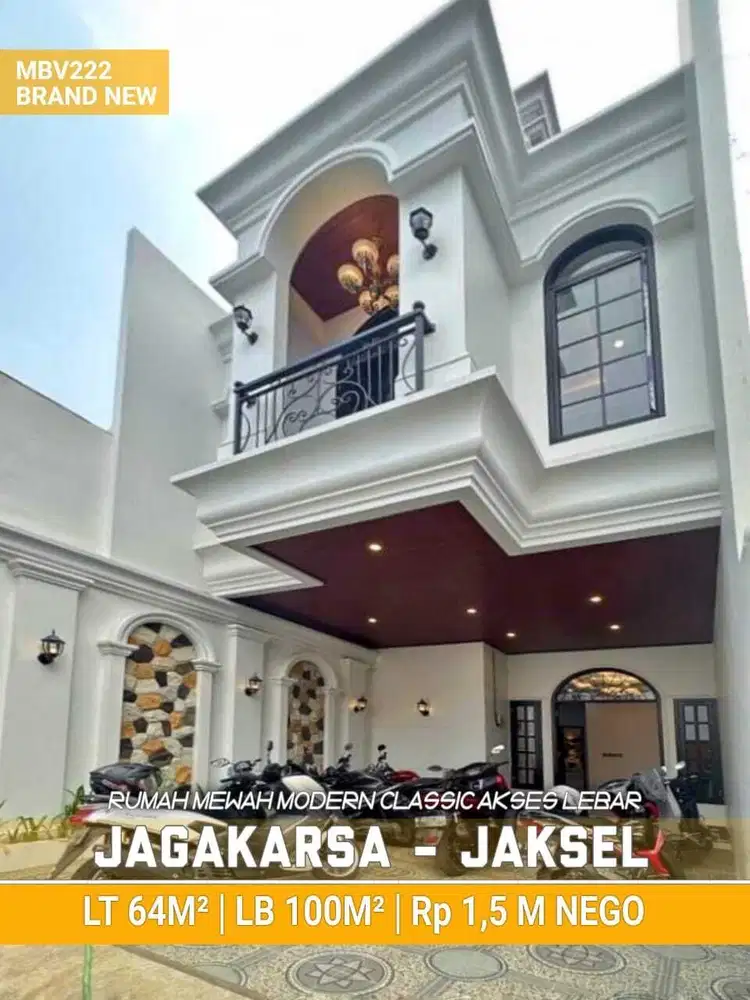 MBV222 Rumah Baru 2 Lt Modern Classic Akses Jalan 2 Mobil di Jagakarsa