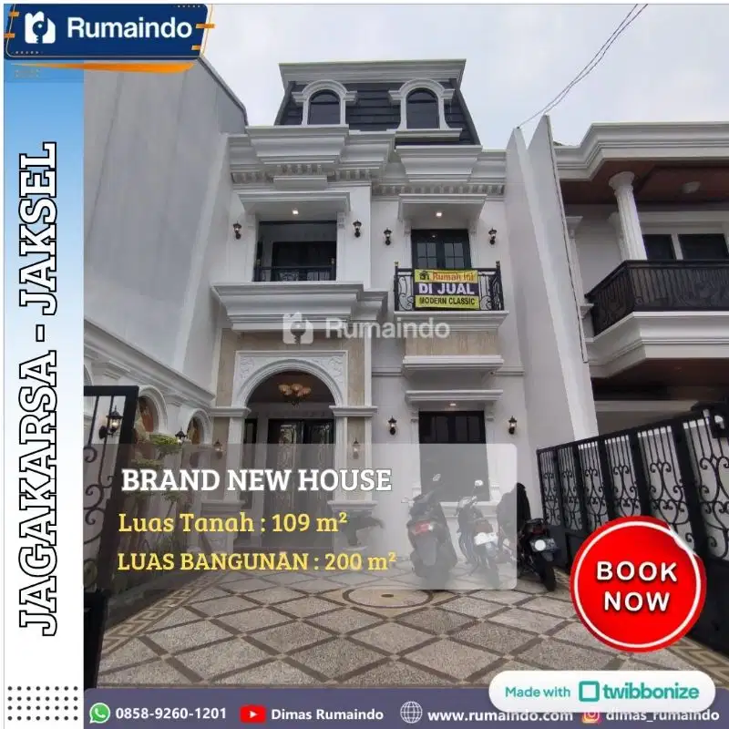 Dijual Rumah American Classic 3 Lantai + Rooftop di Jagakarsa