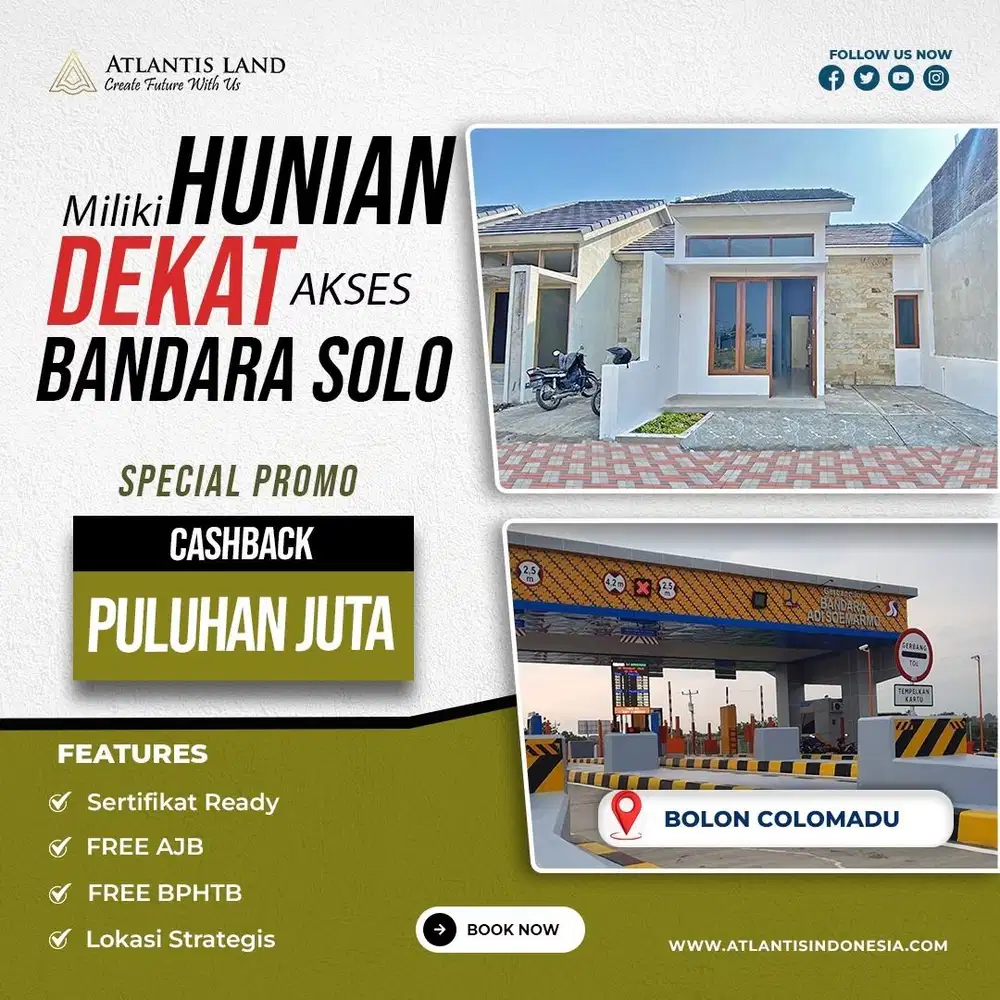 [JALAN 7 METER] RUMAH DI BOLON COLOMADU DEKAT BANDARA DAN KFC KARTASUR