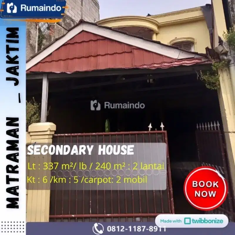 Dijual Murah rumah Second Di jalan Utan Kayu Matraman Jakarta Timur
