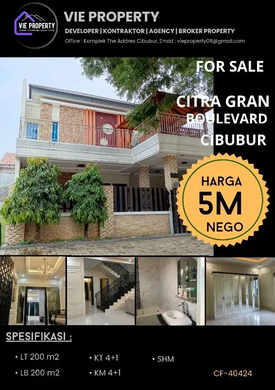 DIJUAL CEPAT RUMAH BOULEVARD CANTIK DEKAT MASJID SIAP HUNI CITRA GRAN