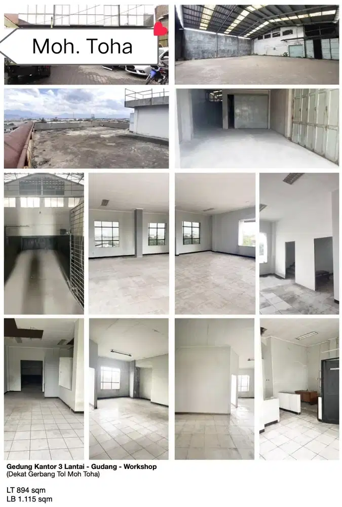Disewakan gedung gudang 3 lantai mohammad toha