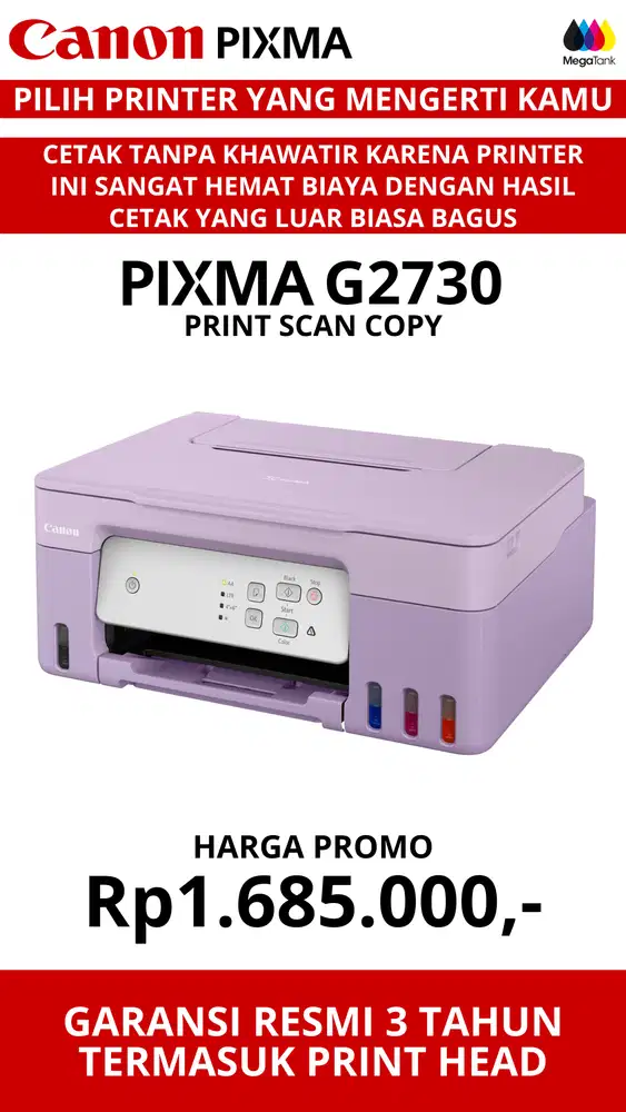 Promo Harga Khusus Canon PIXMA G2730 Print Scan Copy Garansi Panjang
