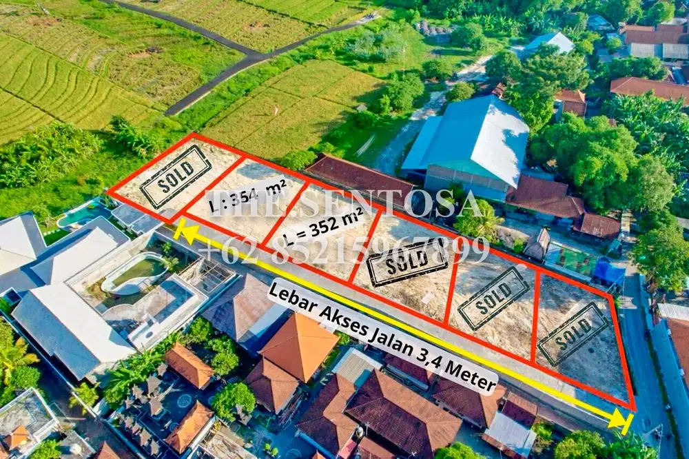 TANAH CANGGU PADONAN LINGKUNGAN VILLA MEWAH VIEW SAWAH