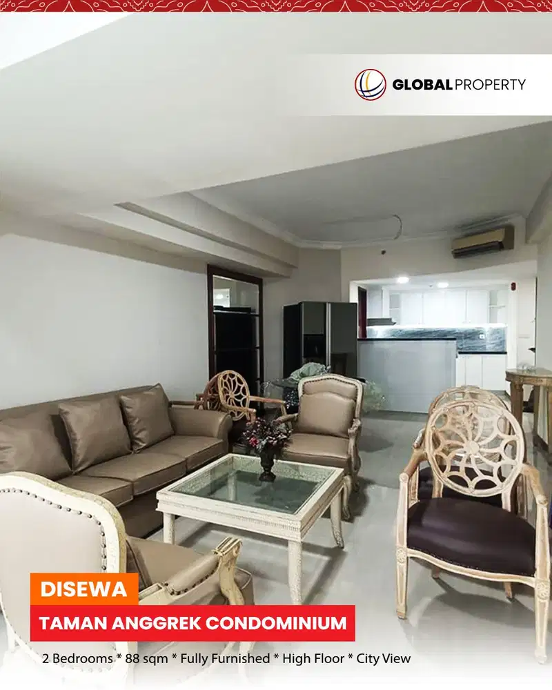 Disewa Fully Furnished Taman Anggrek Condominium 2 Bedroom, City View