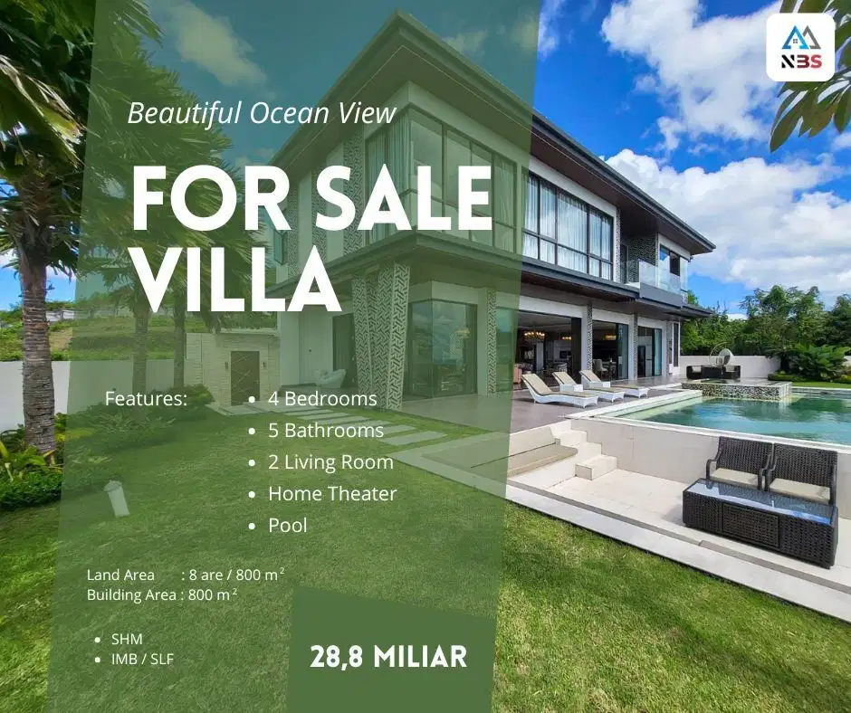 DIJUAL VILLA DENGAN VIEW YANG SUPER CANTIK LOKASI JIMBARAN BADUNG BALI