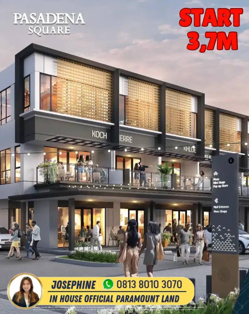 RUKO STUDIO LOFT PASADENA SQUARE GADING SERPONG HADAP JALAN BOULEVARD