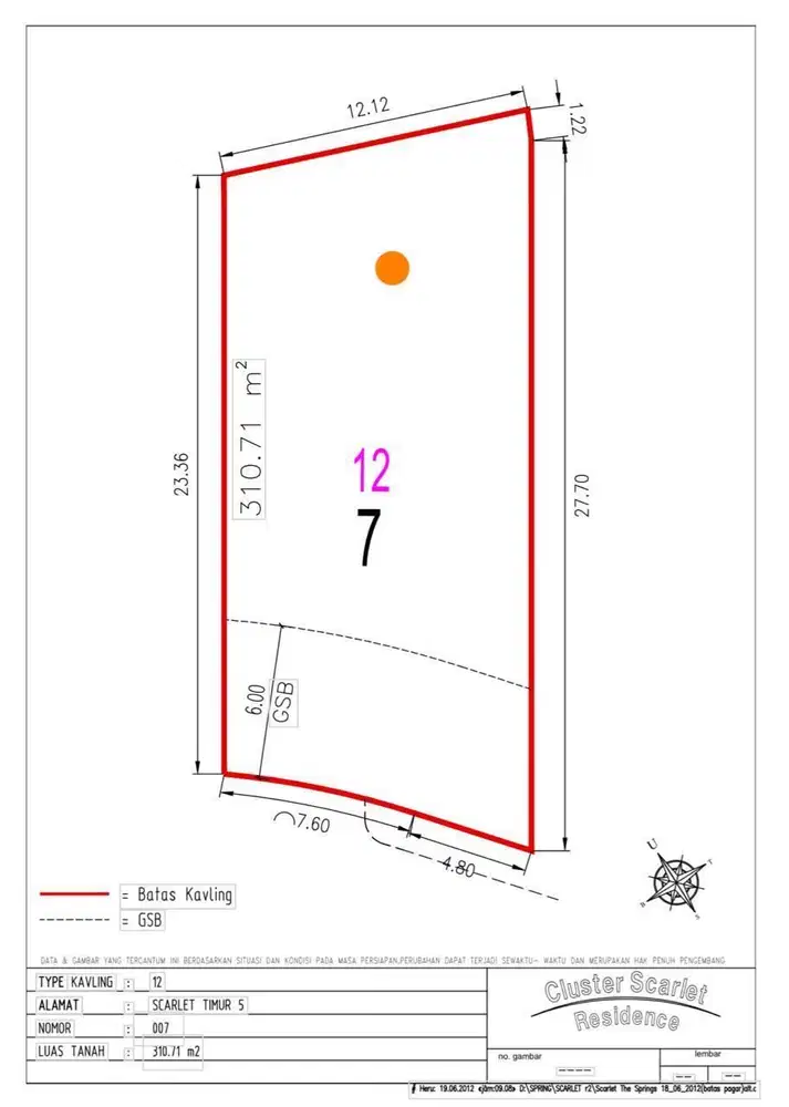 Kavling posisi bagus Cluster Scarlet Gading Serpong
