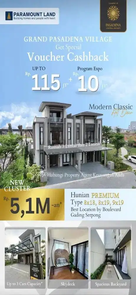 Grand pasadena village tembus bsd 5 menit ke mall tol & RS 4,9man 3lt