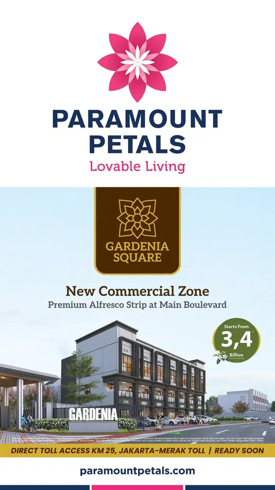 Ruko Gardenia Square new commercial area center paramount petals 3man! Cocok utk investasi