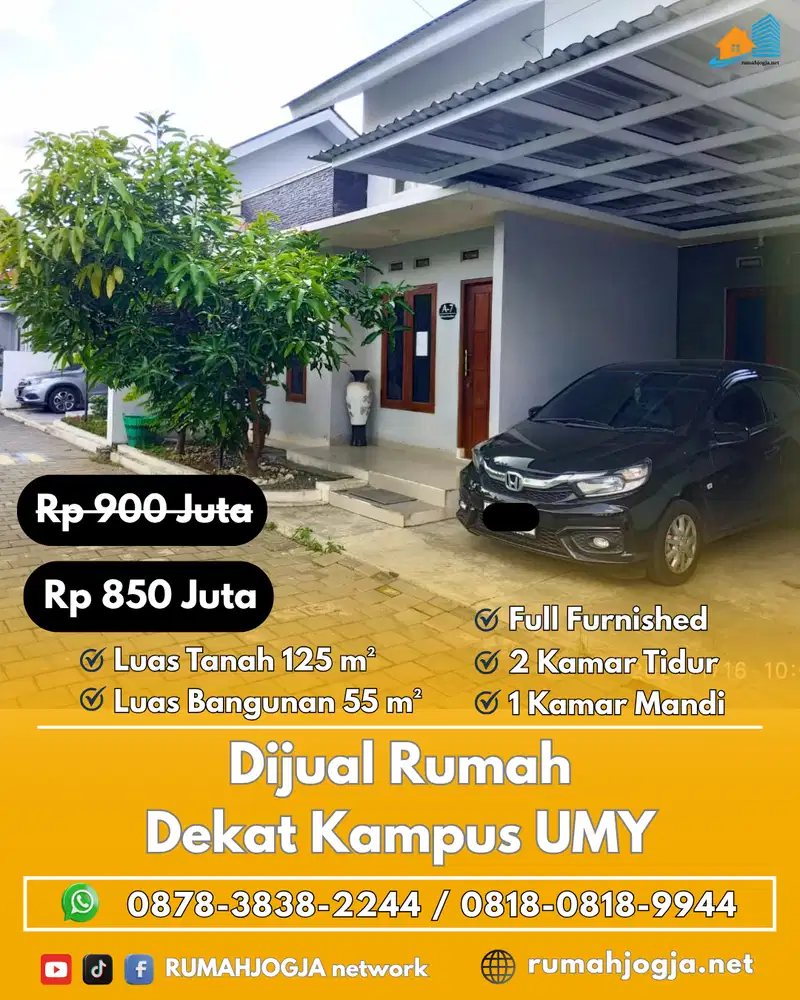 Rumah Bonus Furnished Komplek Perumahan Dekat Kampus UMY Yogyakarta