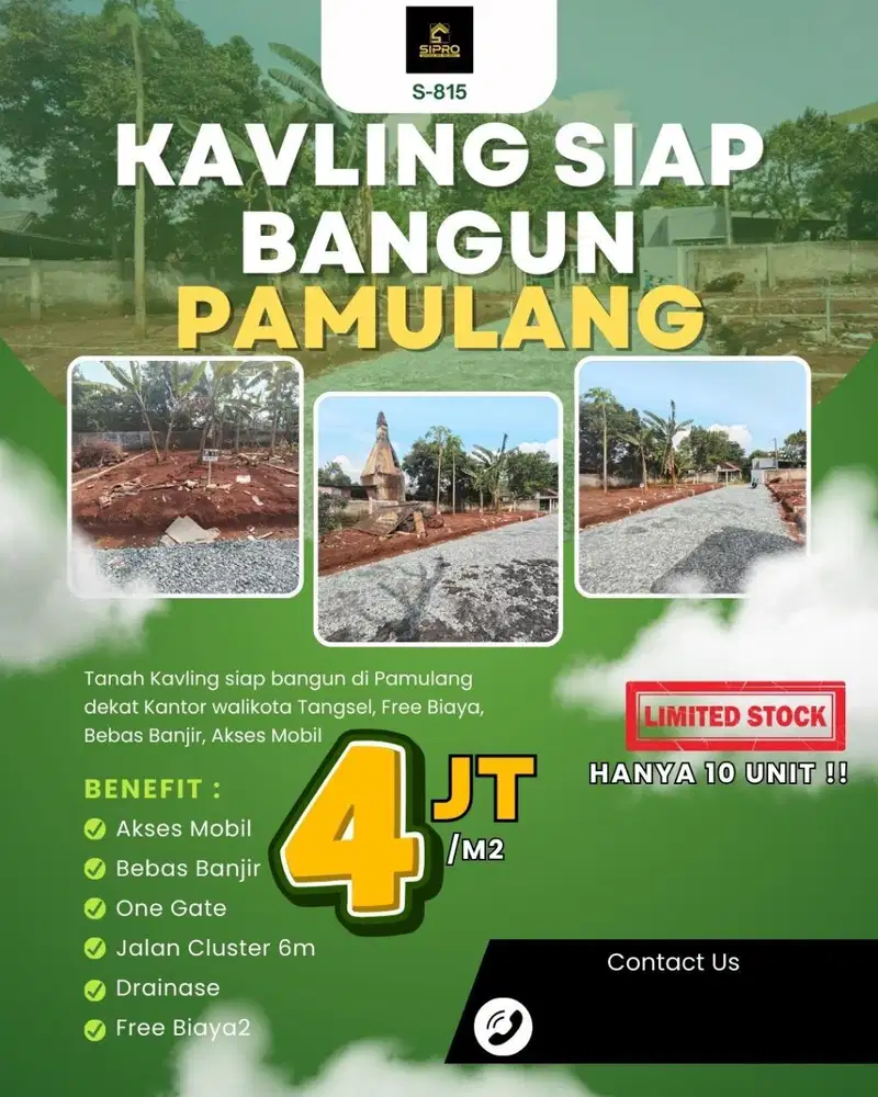 815 Tanah Kavling Murah Siap Bangun dalam Cluster di Pamulang