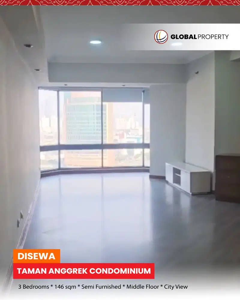 Disewa Semi Furnished, Taman Anggrek Condominium, 2 Bed, Middle Floor