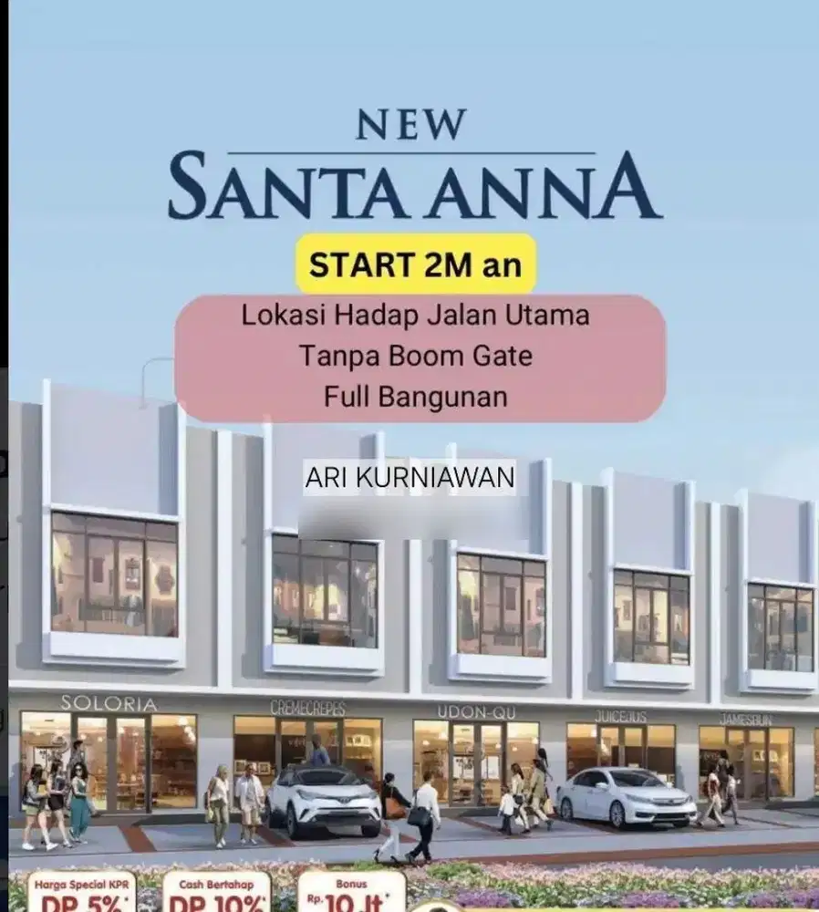 Ruko hadap jalan cocok OTOMOTIF & OFFICE ! FREE PPN Ruko Santa Ana & Santa monica Paling murah