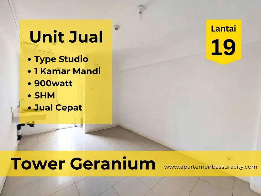 Jual type Studio kosongan apartment Bassura City SHM