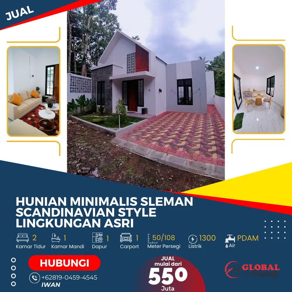 Rumah Scandinavian Minimalis di Sleman Lingkungan Asri & Nyaman