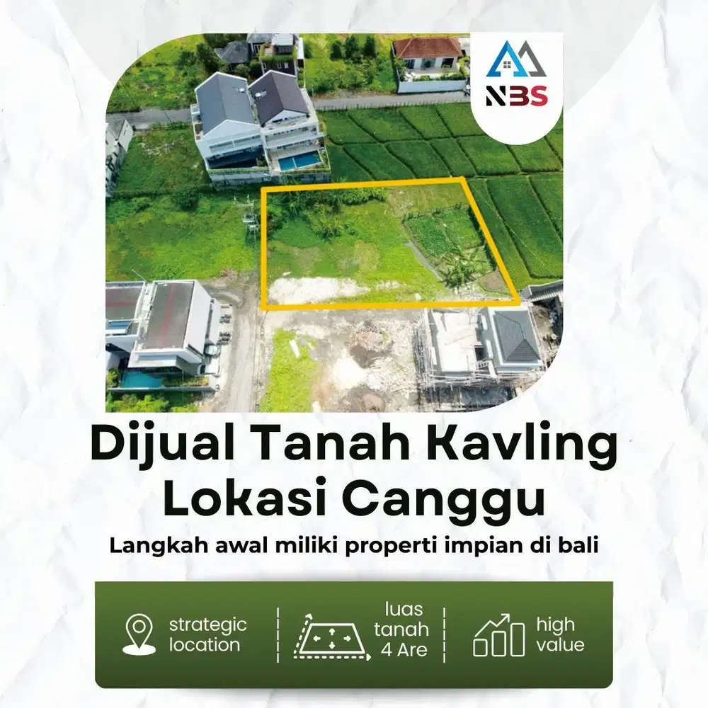 Dijual tanah kavlingan villa Hanya 2 plot siap Bangun Di Canggu Berawa