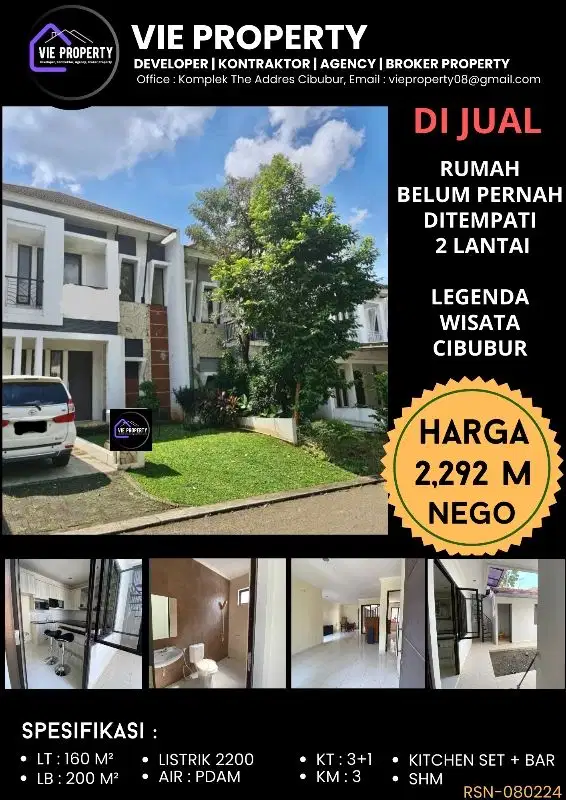 DIJUAL CEPAT  Rumah baru cantik , siap huni di Legenda Wisata