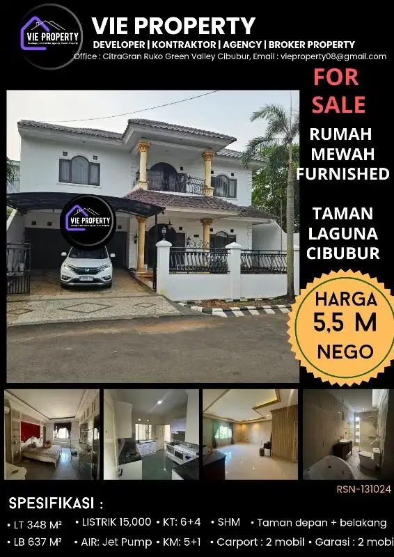 DIJUAL CEPAT, RUMAH MEWAH DI TAMAN LAGUNA CIBUBUR