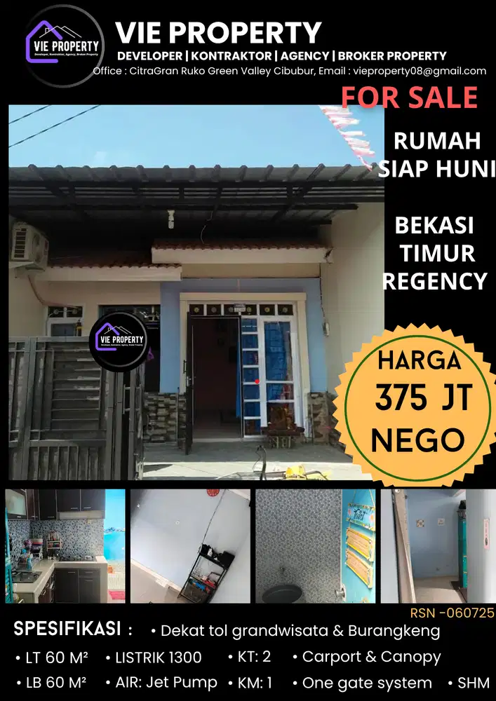 TURUN HARGA JUAL CEPAT RUMAH CIBUBUR SIAP HUNI DI BEKASI TIMUR