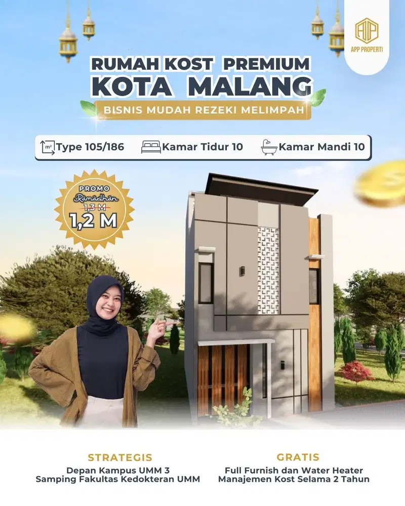 RUMAH KOS PREMIUM DEPAN KAMPUS UMM MALANG DAN DEKAT UB