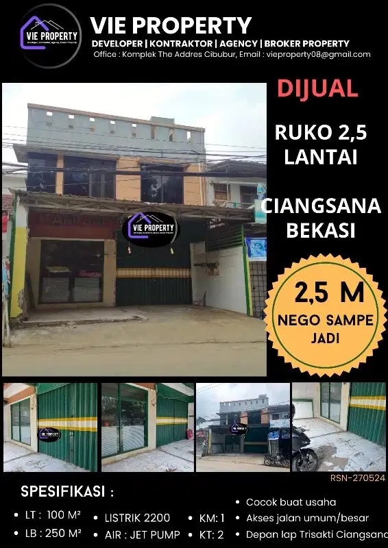 DIJUAL MURAH, BELI RUKO DAPAT PAHALA DI CIANGSANA