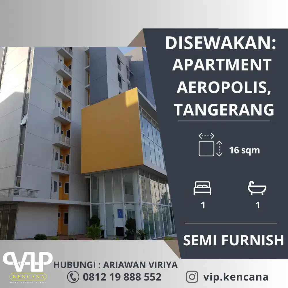 Disewakan: Apartment Aeropolis, Bandara Soekarno Hatta, Tangerang