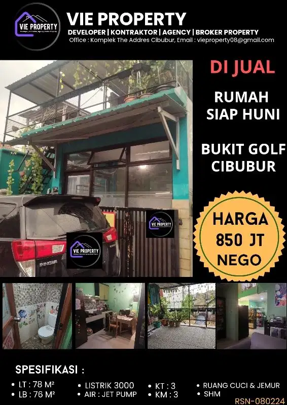 TURUN HARGA, NEGO SAMPE DEAL   Rumah siap huni di Bukit Golf Cibubur