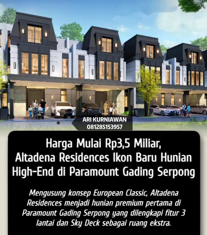 ALTADENA RESIDENCE rumah Terbaru 3Lantai Boulevard Gading Serpong BSD