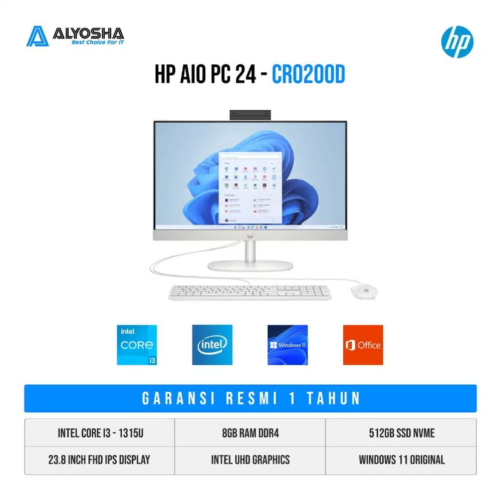 PC AiO HP cr0200d Intel Core i3-1315U/8GB/512GB SSD 23.8″ FHD Win 11