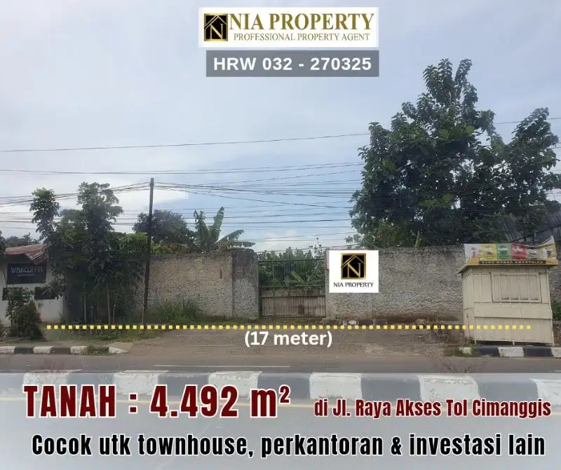 DIJUAL TANAH LUAS & STRATEGIS DI JALAN AKSES TOL CIMANGGIS