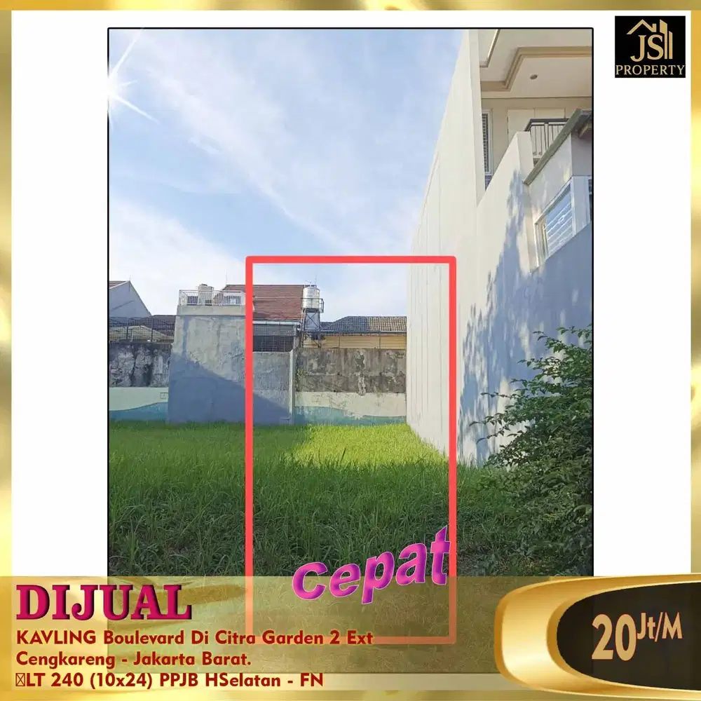 DIJUAL KAVLING Boulevard Di Citra Garden 2 Ext Cengkareng Jakarta