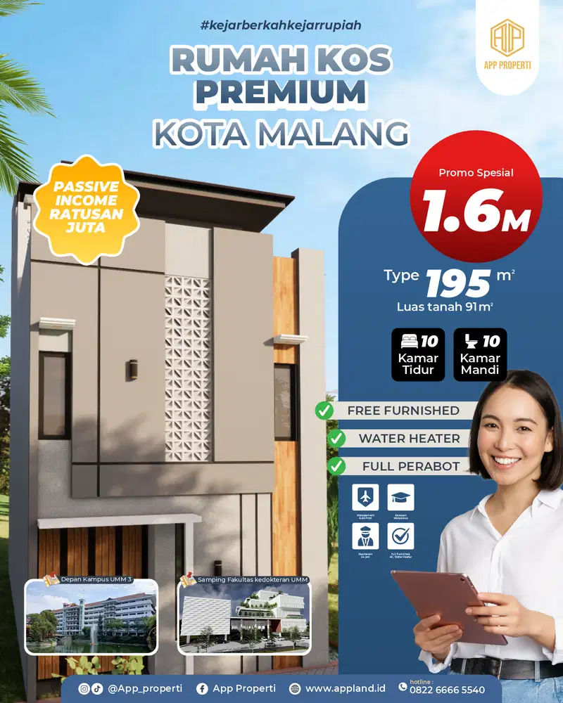 RUMAH KOS DEPAN KAMPUS UMM MALANG DAN DEKAT UB FREE MANAJEMEN