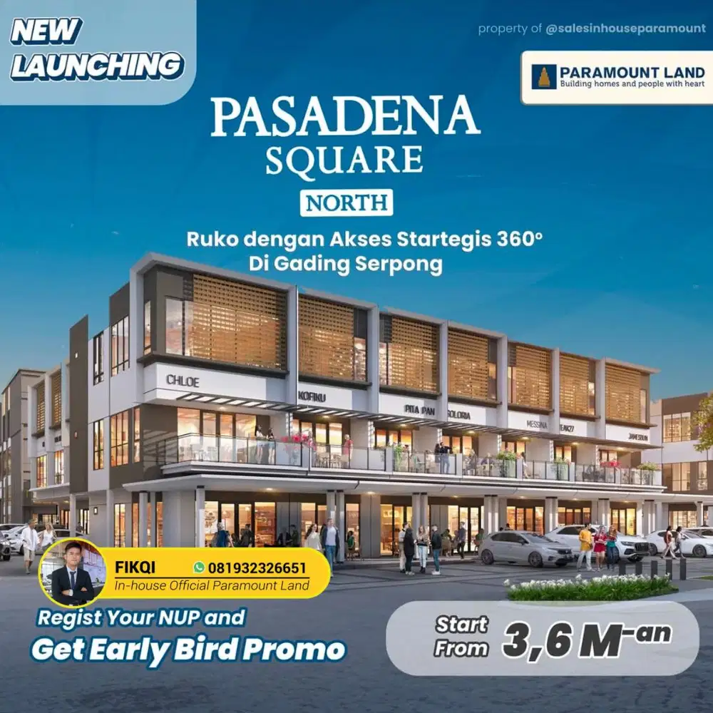 Ruko Paling Cuan Pasadena Square North limited unit dan promo menarik