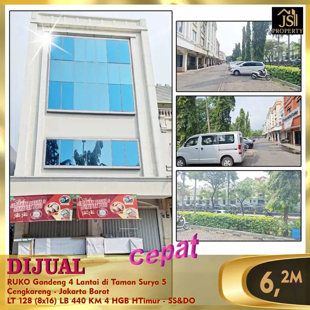 DIJUAL RUKO GANDENG 4 LANTAI DITAMAN SURYA 5 CENGKARENG JAKARTA