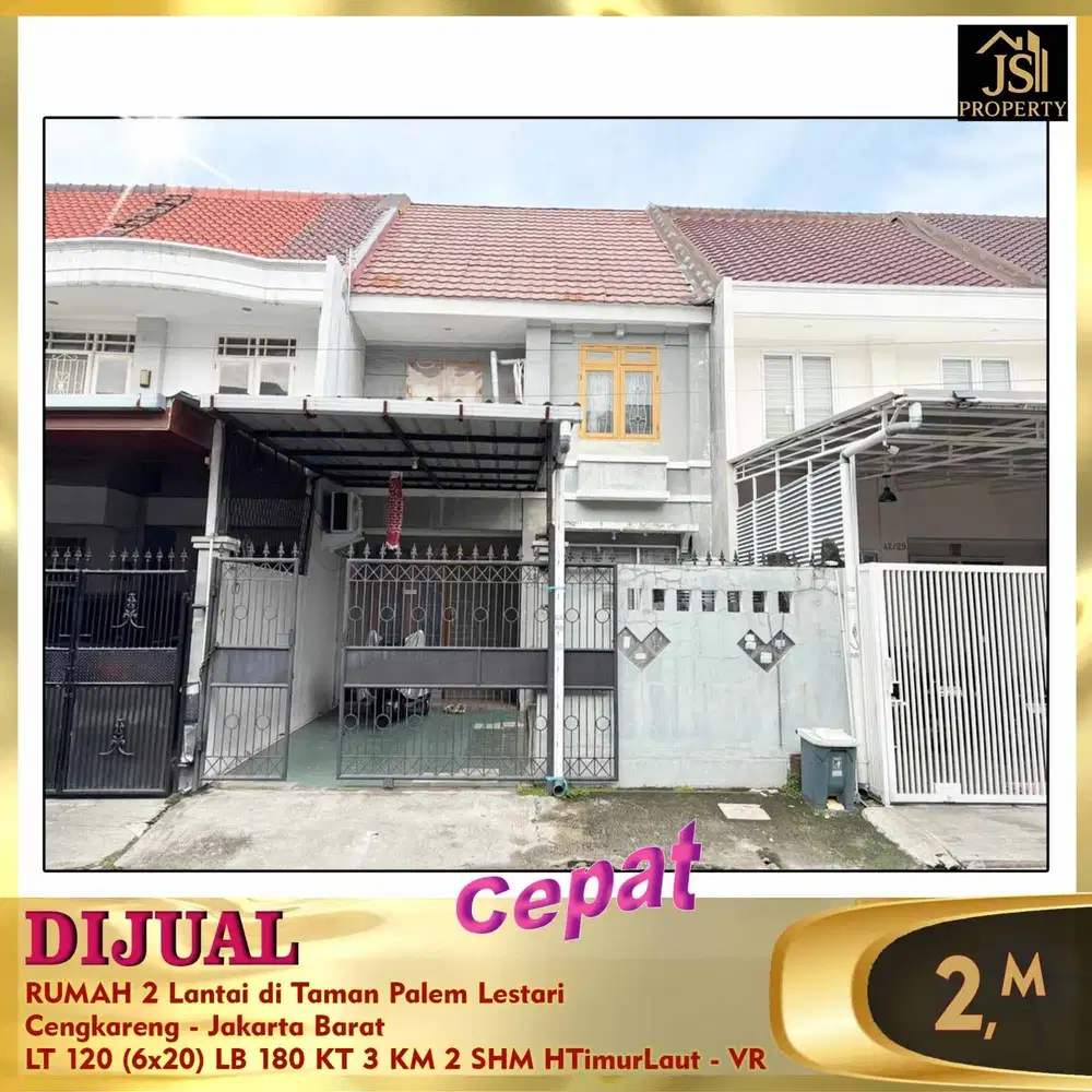 DIJUAL MURAH RUMAH 2 LANTAI DI TAMAN PALEM LESTARI CENGKARENG JAKARTA