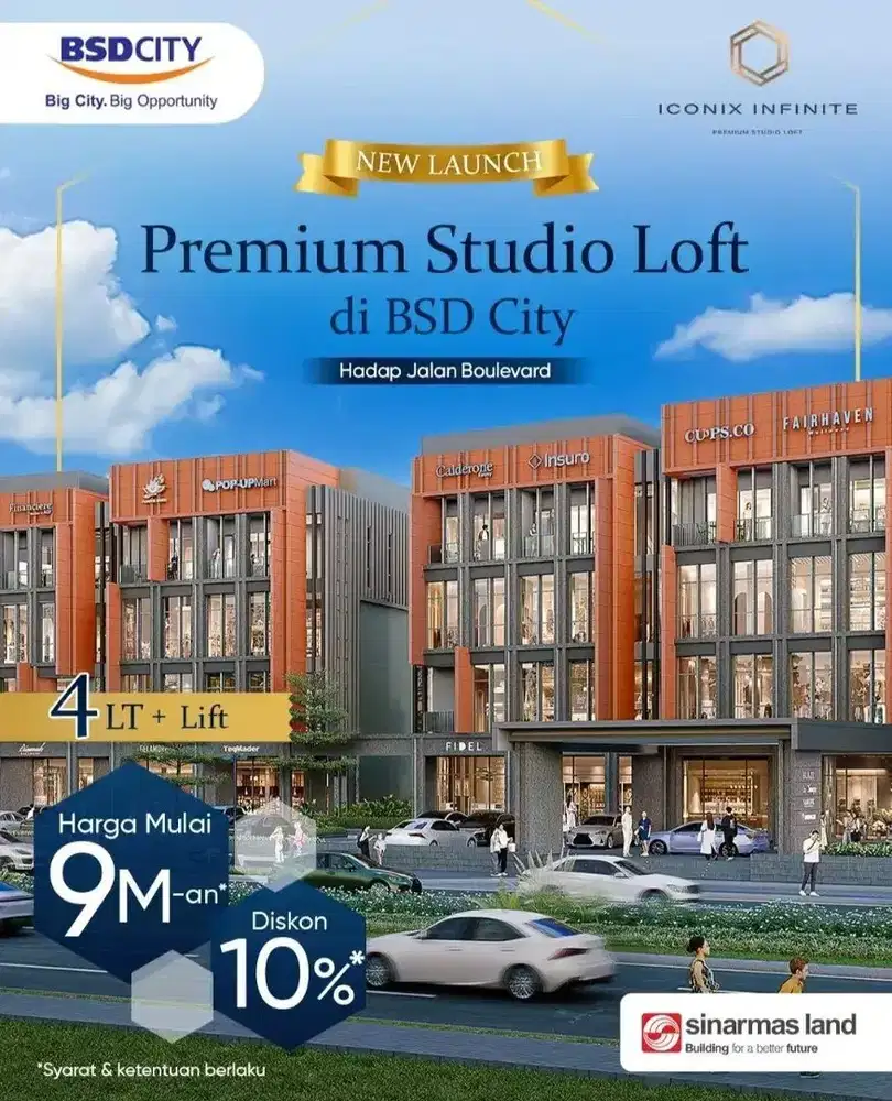 Ruko studio loft Iconix infinite bsd city 4 lantai + lift DP NOL! Sblh aeon 8man LIMITED UNIT