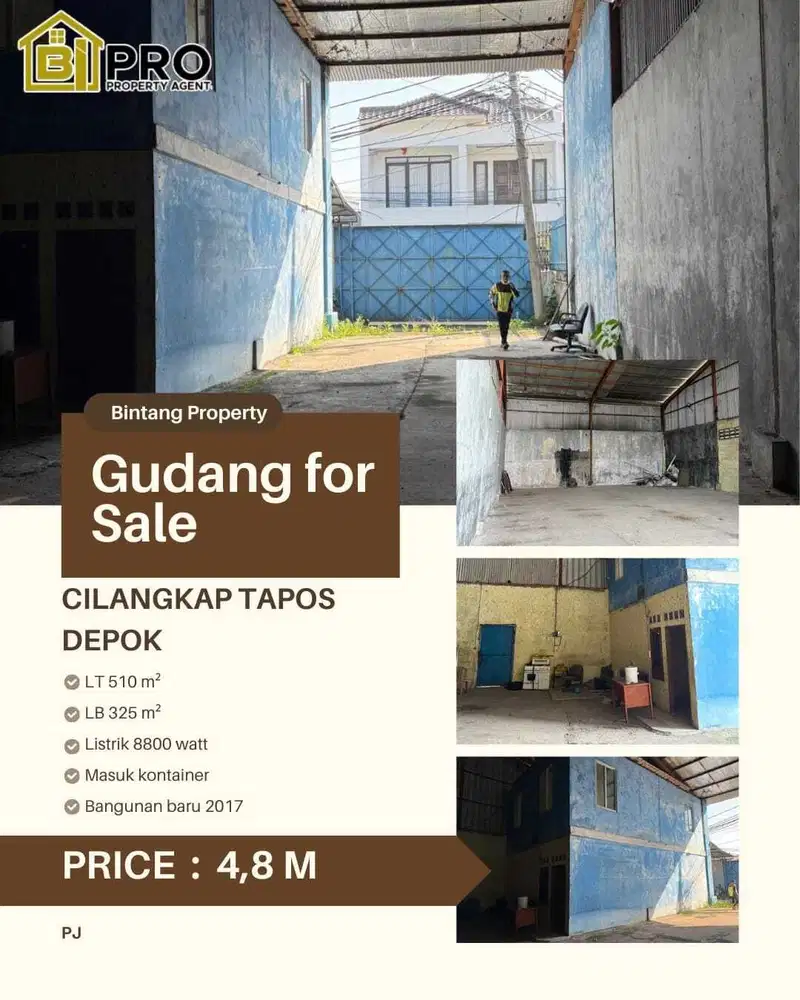 Dijual Gudang Siap Pakai Usaha Di Tapos Depok