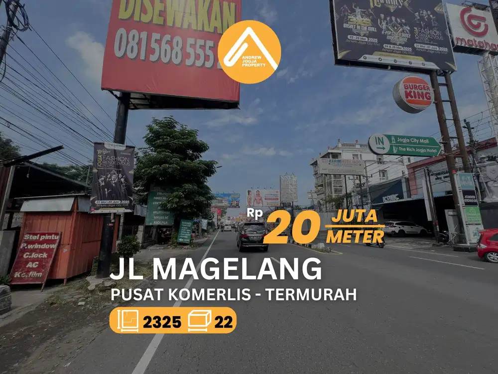Jual Tanah Pinggir Jalan Magelang Pusat Komersil Dua Muka Depan JCM