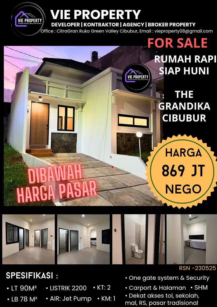 JUAL MURAH RUMAH CIBUBUR DALAM CLUSTER LIKE NEW