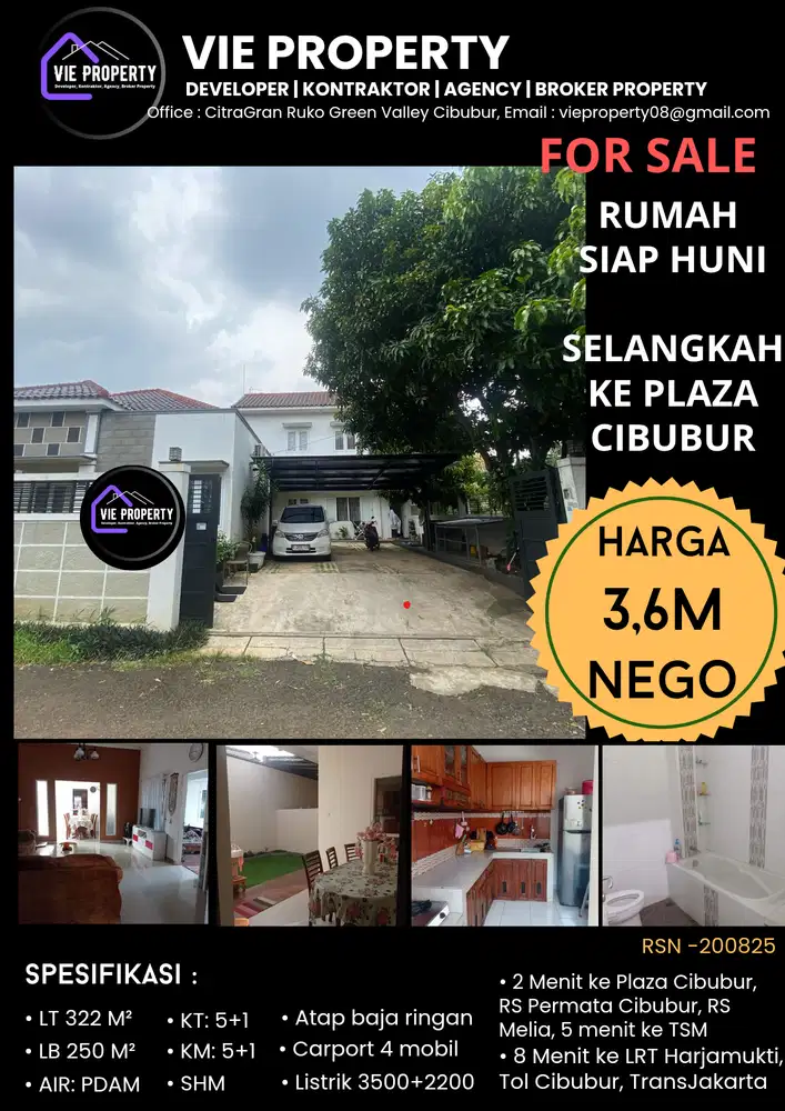 DIJUAL RUMAH LUAS DAN RAPI SELANGKAH KE PLAZA CIBUBUR